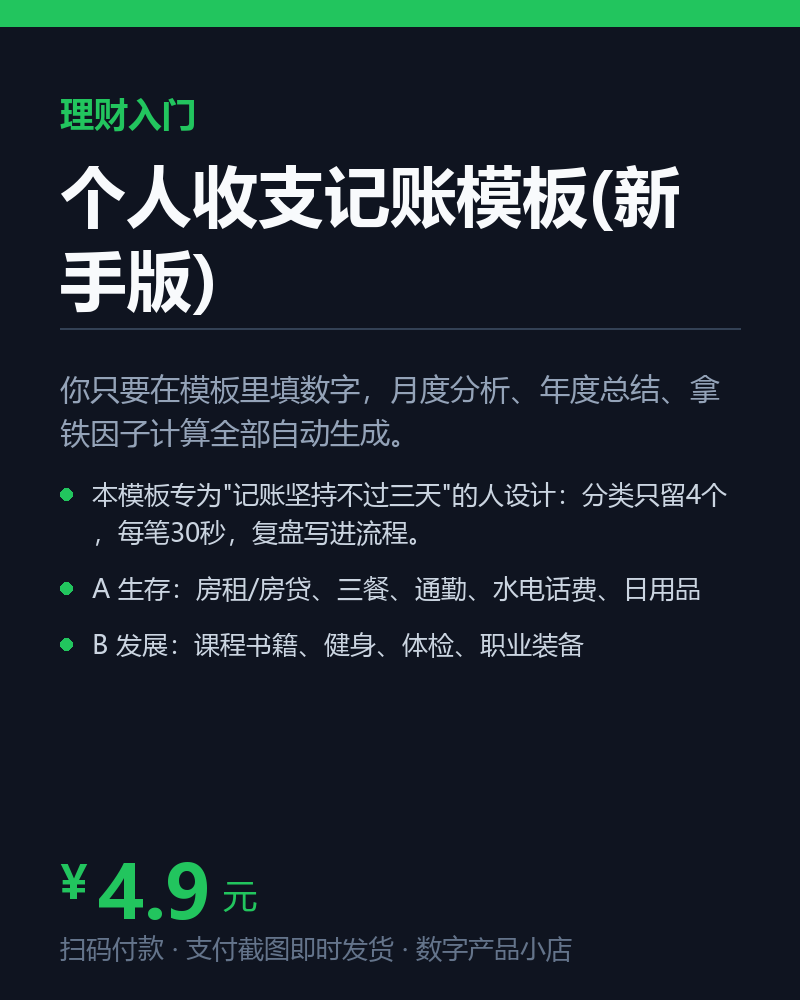 个人收支记账模板(新手版)