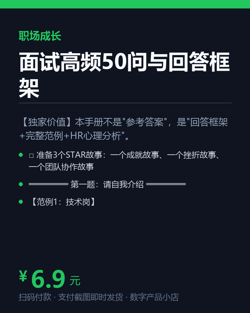 面试高频50问与回答框架